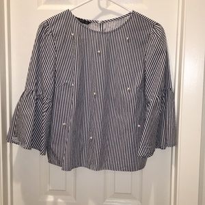 Zara basic stripe Bell sleeve top